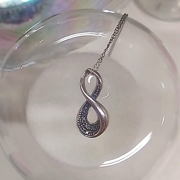 Blue Diamond Infinity Silver Necklace 💙 - Picture 3 of 4